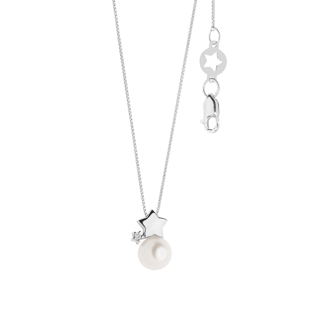 Comete-Halskette mit Perlen aus Gold und Diamanten und Stern GLP609