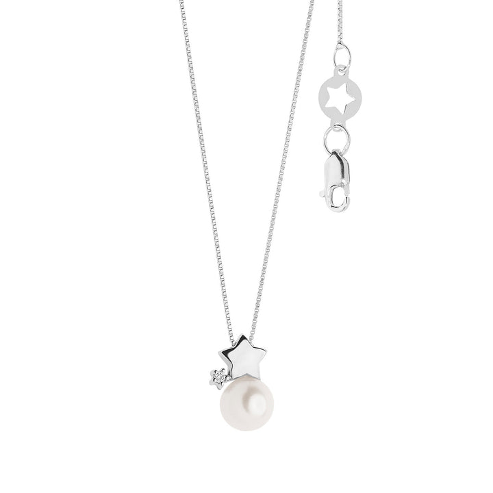 Comete-Halskette mit Perlen aus Gold und Diamanten und Stern GLP609