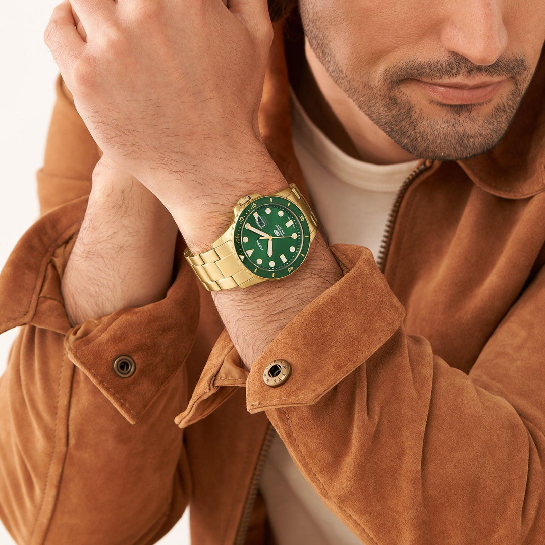 Fossil orologio Fossil Blue a tre sfere con datario e bracciale in acciaio color oro FS5950 - Capodagli 1937