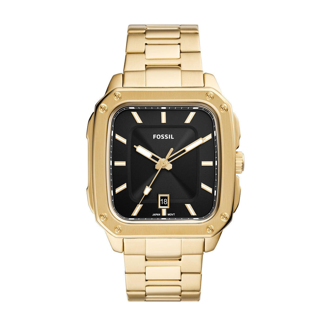 Fossil orologio Inscription a tre sfere con datario e bracciale in acciaio color oro FS5932 - Capodagli 1937