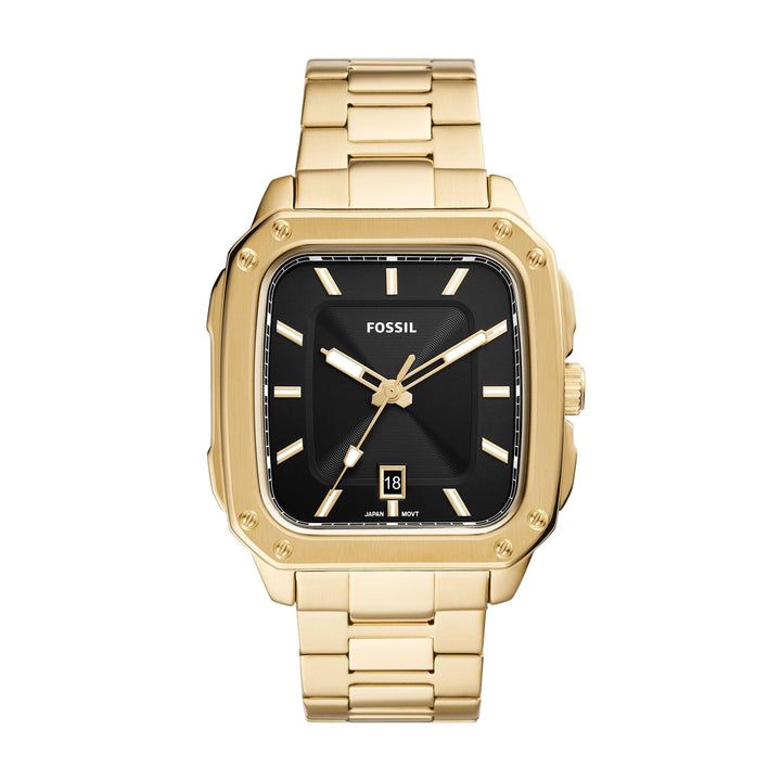 Fossil orologio Inscription a tre sfere con datario e bracciale in acciaio color oro FS5932 - Capodagli 1937