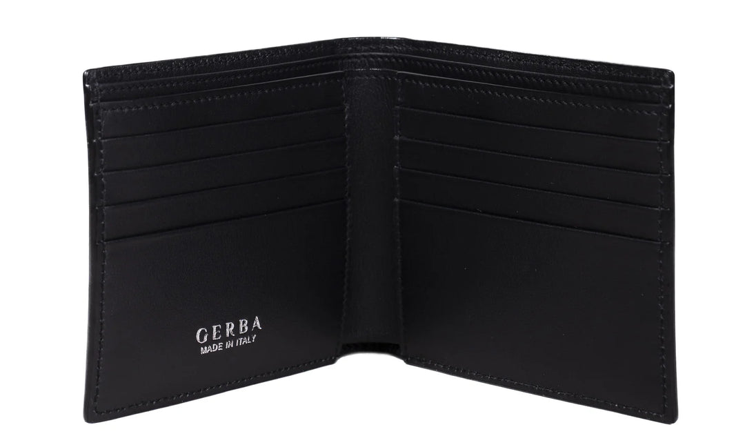 Gerba-Geldbörse aus vollnarbigem Kalbsleder und Gerba-Logo aus 925er Silber, Maße: 11 x 9 cm, GB001 SCHWARZ V