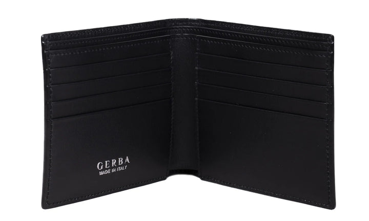 Gerba-Geldbörse aus vollnarbigem Kalbsleder und Gerba-Logo aus 925er Silber, Maße: 11 x 9 cm, GB001 SCHWARZ V
