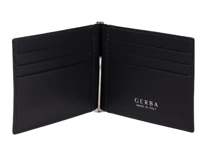 Gerba Euro holder in full grain calfskin and Gerba logo in GB002 BLACK silver