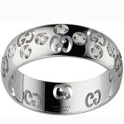 Gucci Icon Bold Ring 18 Karat Weißgold und Diamanten Größe 15 246484 J8540 9066