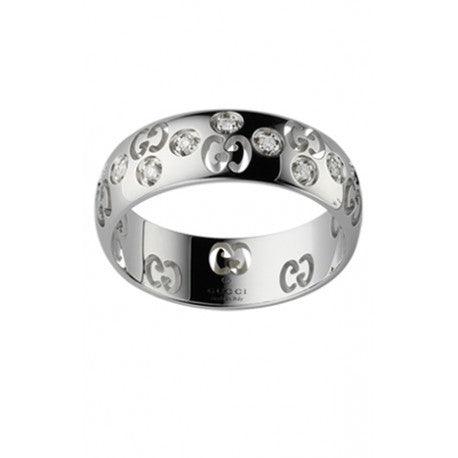 Gucci Icon Bold Ring 18 Karat Weißgold und Diamanten Größe 15 246484 J8540 9066