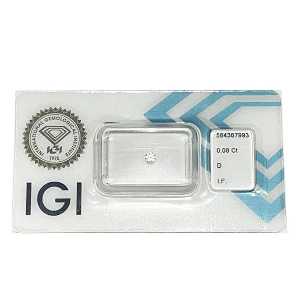 IGI diamante in blister certificato taglio brillante 0,08ct colore D purezza IF - Capodagli 1937