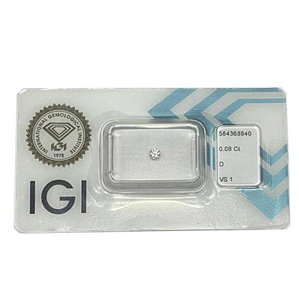 IGI diamante in blister certificato taglio brillante 0,08ct colore D purezza VS 1 - Capodagli 1937