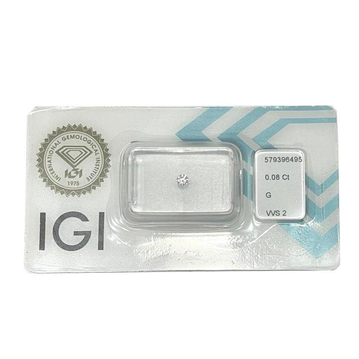 IGI diamante in blister certificato taglio brillante 0,08ct colore G purezza VVS 2 - Capodagli 1937