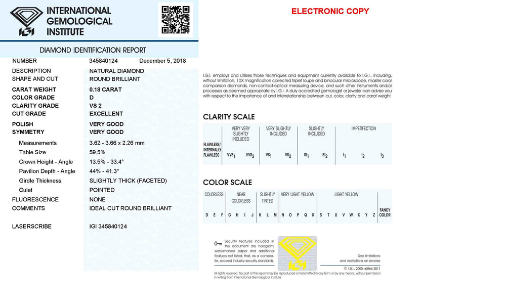 IGI diamante in blister certificato taglio brillante 0,18ct colore D purezza VS 2 - Capodagli 1937