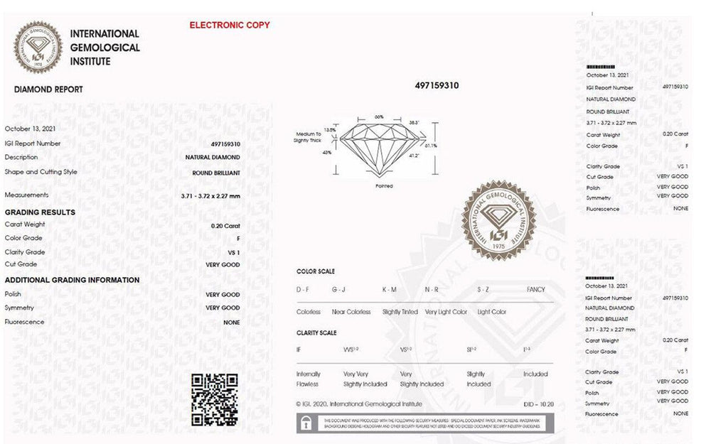 IGI diamante in blister certificato taglio brillante 0,20ct colore F purezza VS 1 - Capodagli 1937
