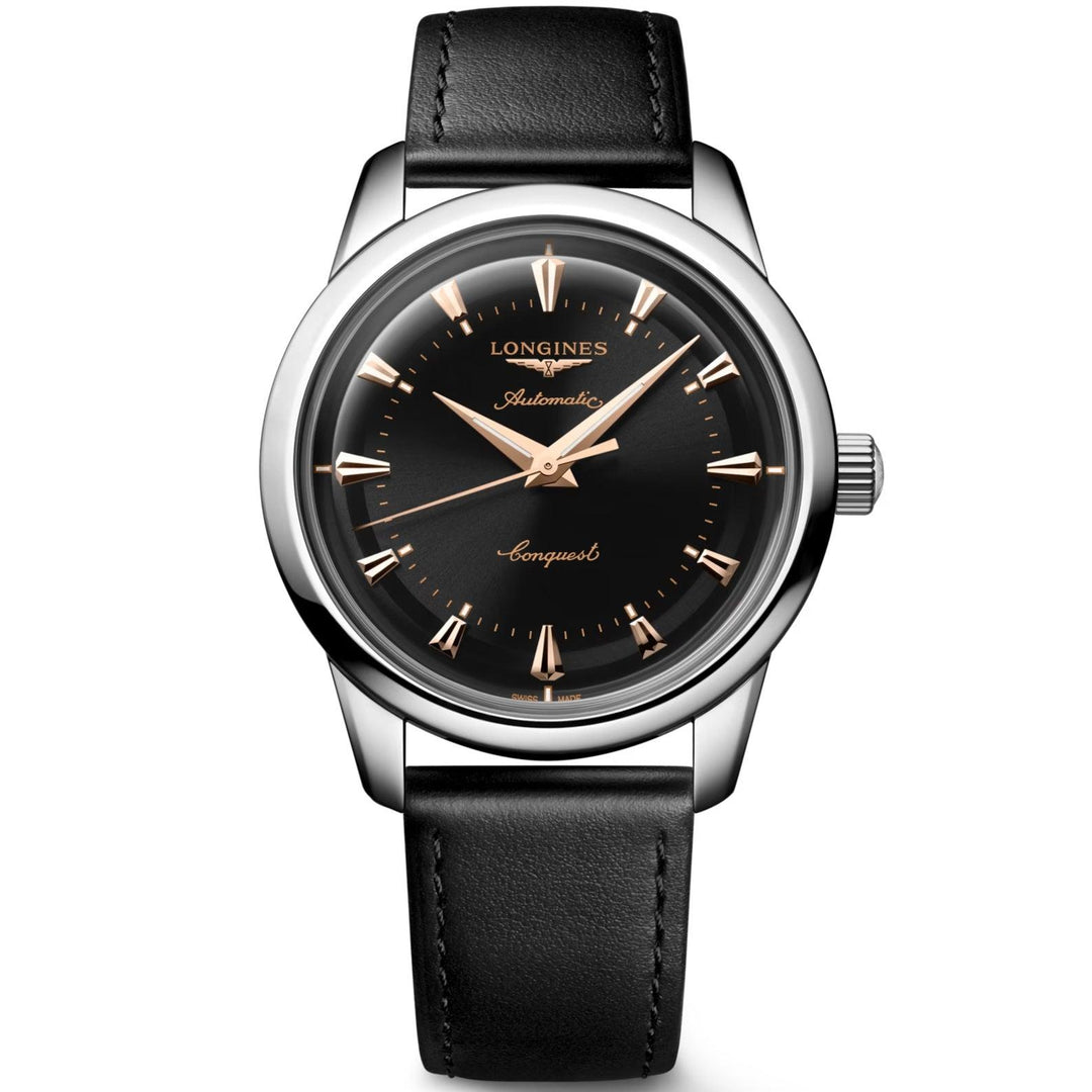 Longines orologio Conquest Heritage 40mm nero automatico acciaio L1.650.4.52.2 - Capodagli 1937