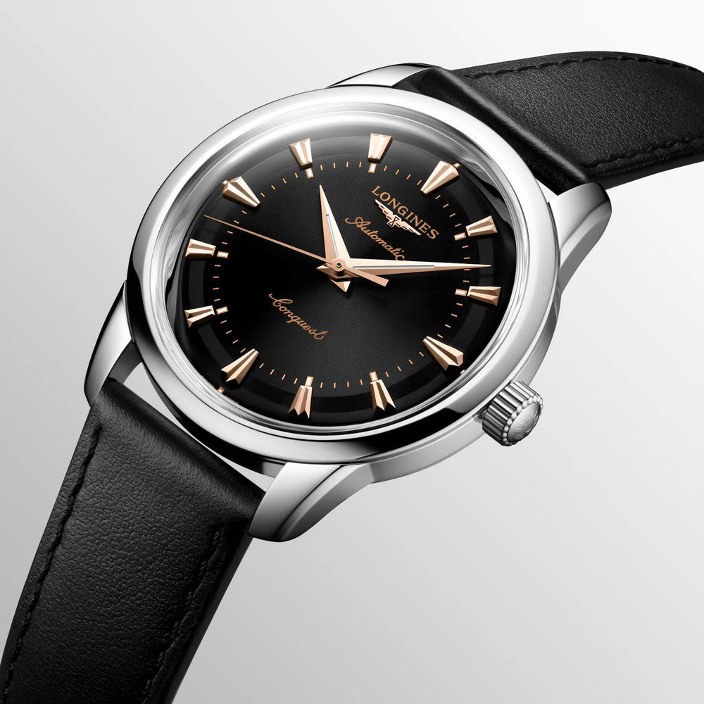 Longines orologio Conquest Heritage 40mm nero automatico acciaio L1.650.4.52.2 - Capodagli 1937