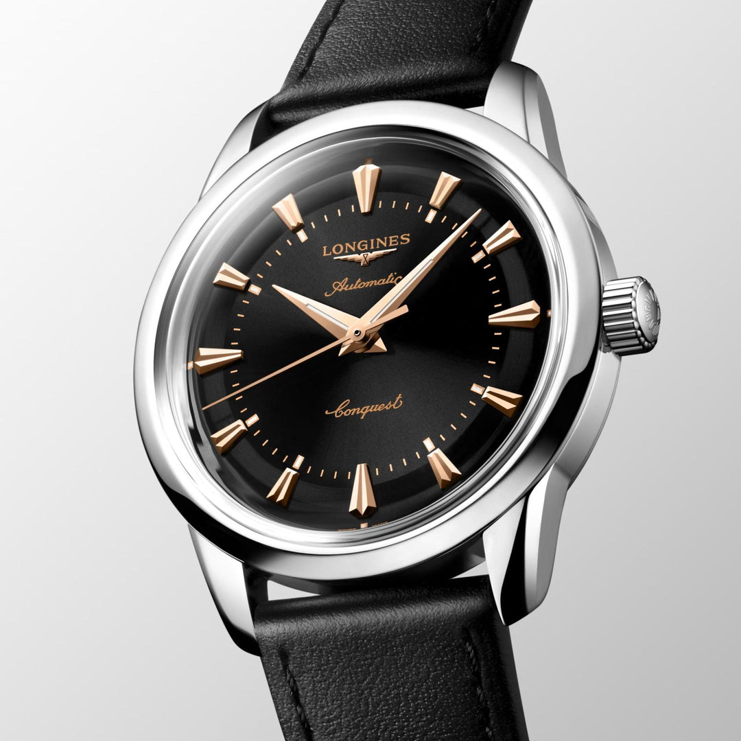 Longines orologio Conquest Heritage 40mm nero automatico acciaio L1.650.4.52.2 - Capodagli 1937