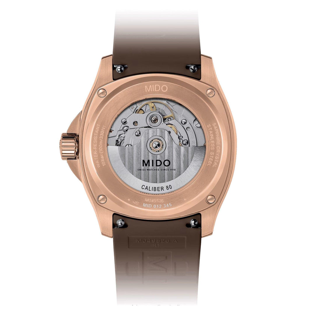 Mido orologio Multifort TV Big Date 39x40mm marrone automatico acciaio finitura PVD oro rosa M049.526.37.291.00 - Capodagli 1937