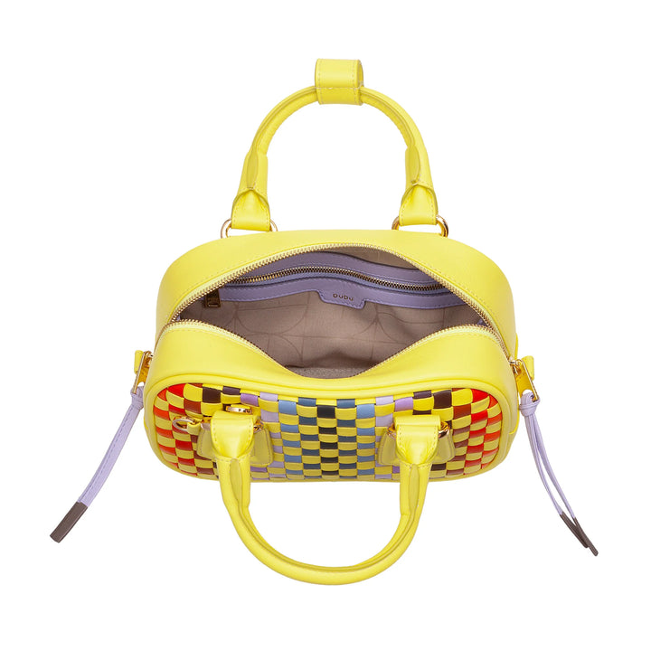 DUDU Damen-Minitasche aus mehrfarbigem gewebtem Leder – kleine elegante Handtasche mit verstellbarem Schultergurt und Griffen – kleine kompakte Handtasche