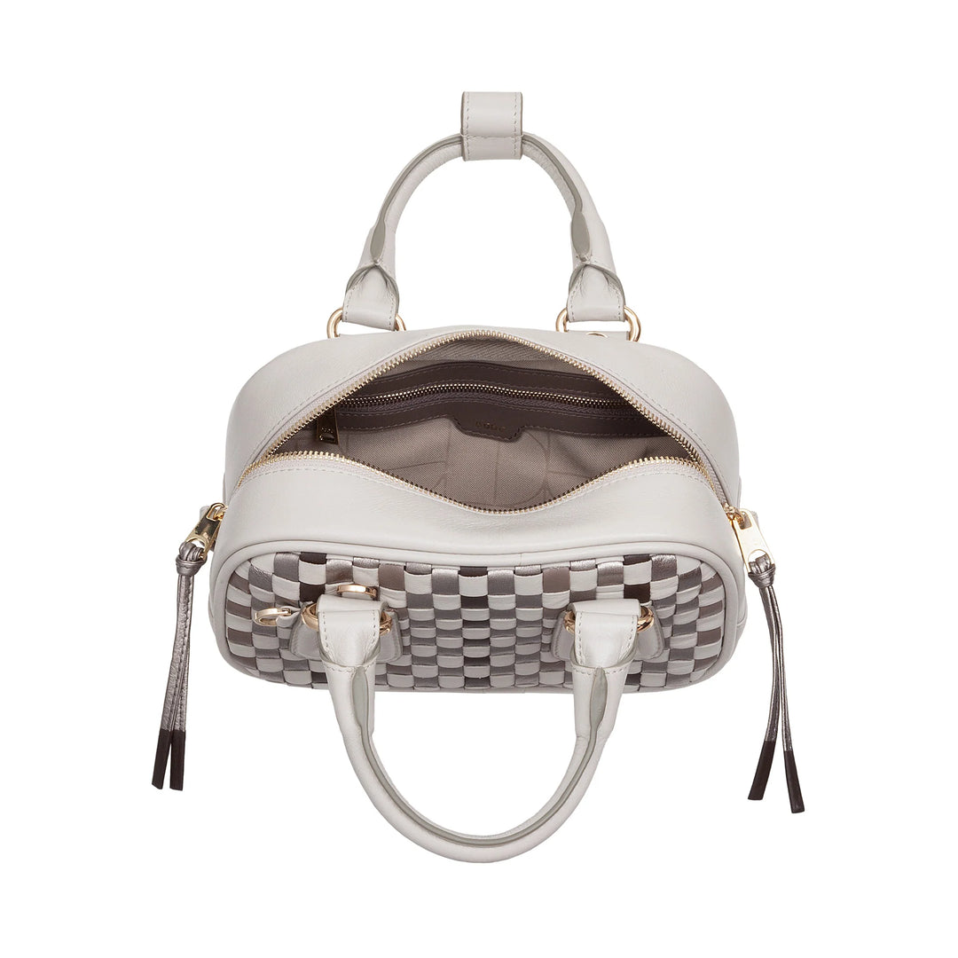 DUDU Damen-Minitasche aus mehrfarbigem gewebtem Leder – kleine elegante Handtasche mit verstellbarem Schultergurt und Griffen – kleine kompakte Handtasche