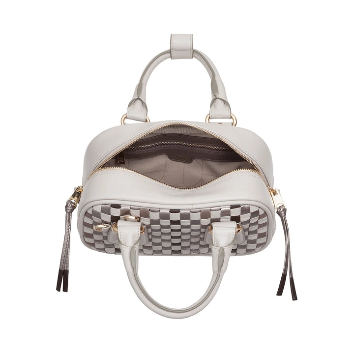 DUDU Damen-Minitasche aus mehrfarbigem gewebtem Leder – kleine elegante Handtasche mit verstellbarem Schultergurt und Griffen – kleine kompakte Handtasche