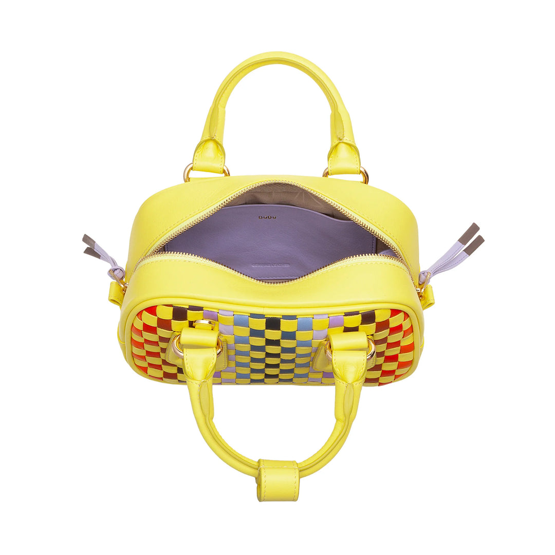 DUDU Damen-Minitasche aus mehrfarbigem gewebtem Leder – kleine elegante Handtasche mit verstellbarem Schultergurt und Griffen – kleine kompakte Handtasche