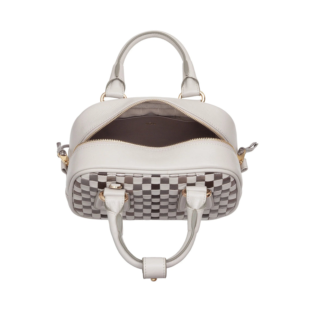 DUDU Damen-Minitasche aus mehrfarbigem gewebtem Leder – kleine elegante Handtasche mit verstellbarem Schultergurt und Griffen – kleine kompakte Handtasche