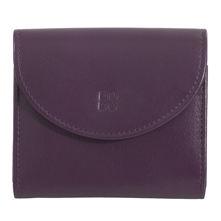 Dudu Mini Women's Slim Portfolio i Vera læder med lynlåsholder, lukning af knap, kompakt farvede tegnebøger