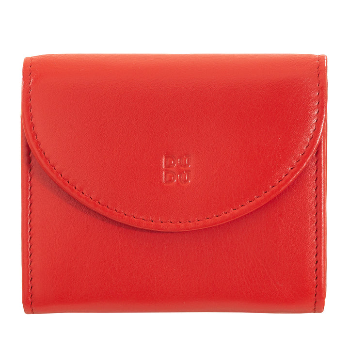 Dudu Mini Women's Slim Portfolio i Vera læder med lynlåsholder, lukning af knap, kompakt farvede tegnebøger