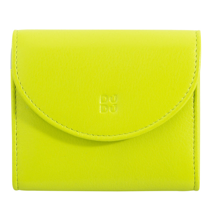 Dudu Mini Women's Slim Portfolio i Vera læder med lynlåsholder, lukning af knap, kompakt farvede tegnebøger