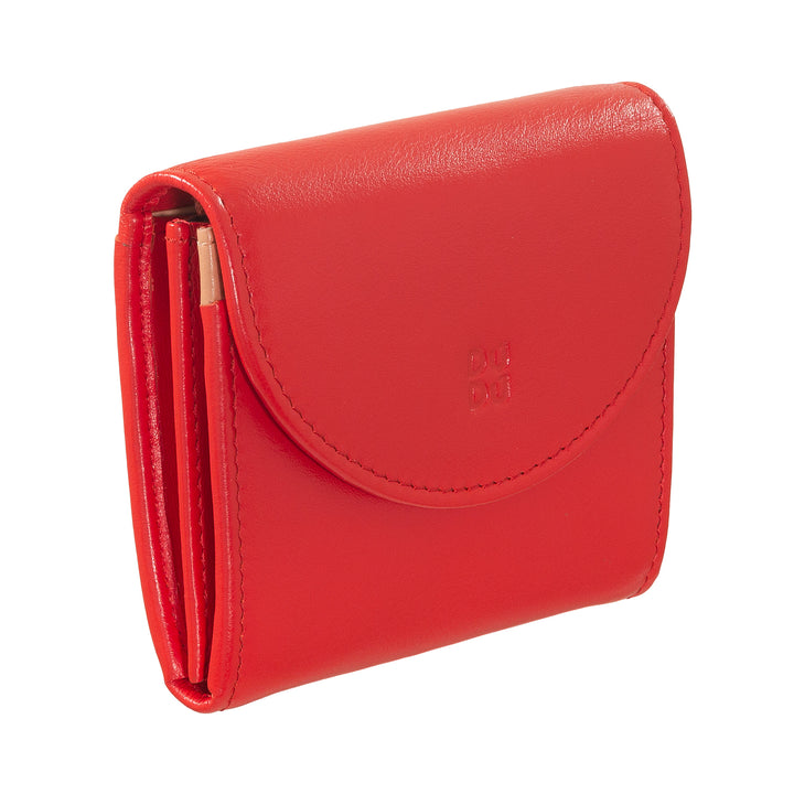 Dudu Mini Women's Slim Portfolio i Vera læder med lynlåsholder, lukning af knap, kompakt farvede tegnebøger
