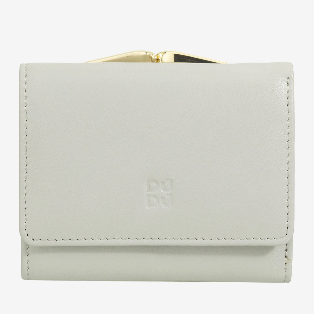 DUDU Kleine Damenbrieftasche aus RFID-Leder mit kompaktem Click-Clac-Münzfach und 6 Kartenfächern