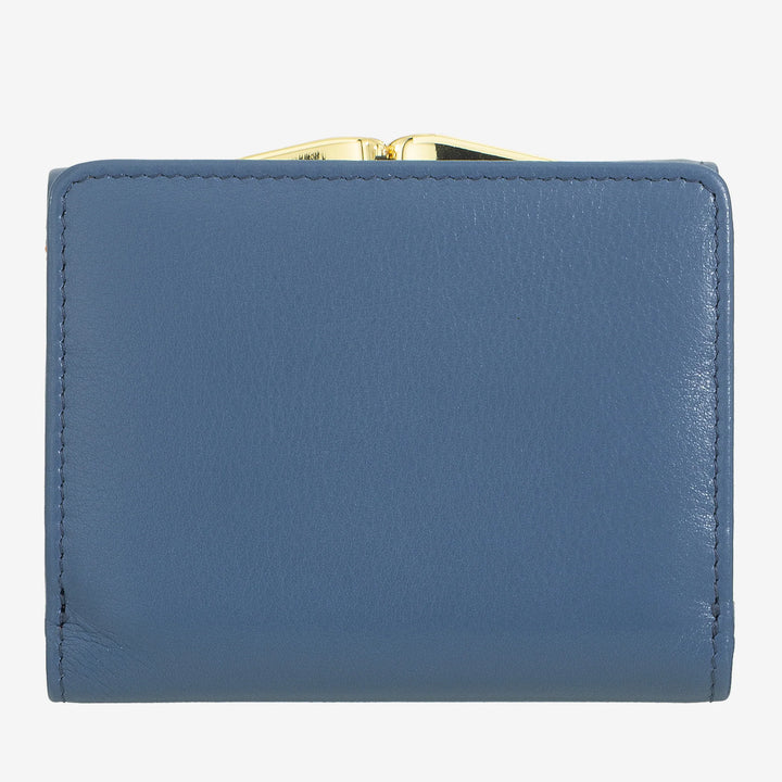 DUDU Kleine Damenbrieftasche aus RFID-Leder mit kompaktem Click-Clac-Münzfach und 6 Kartenfächern