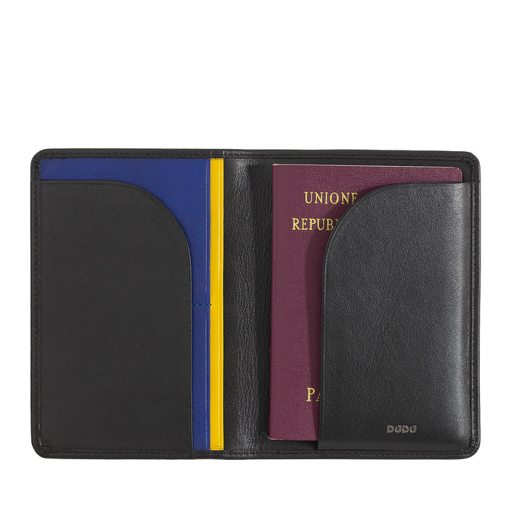 Dudu Case Porta Pas i Travel Leather med RFID -beskyttelse og kreditkortindehaver