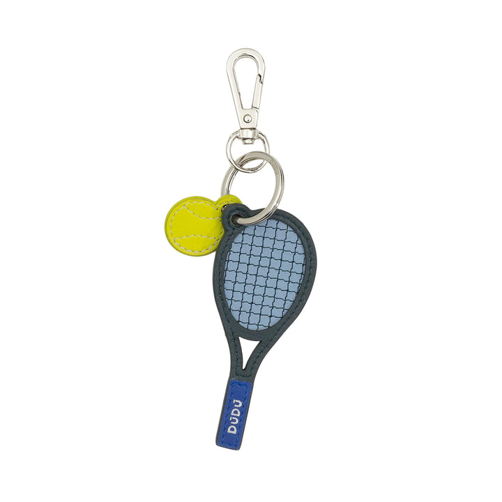 DUDU Nyckelring Tennisracket i Läder med Karbinhake – Sportig Tennis-Charm för Nycklar, Väska eller Ryggsäck