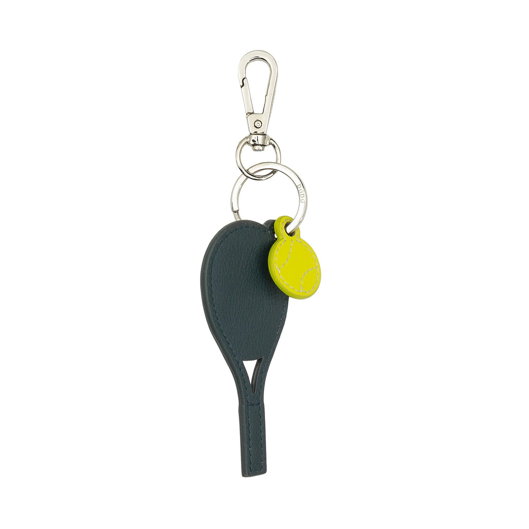 DUDU Nyckelring Tennisracket i Läder med Karbinhake – Sportig Tennis-Charm för Nycklar, Väska eller Ryggsäck