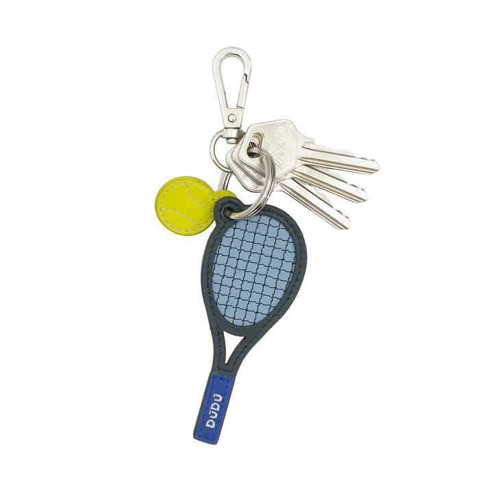 DUDU Nyckelring Tennisracket i Läder med Karbinhake – Sportig Tennis-Charm för Nycklar, Väska eller Ryggsäck