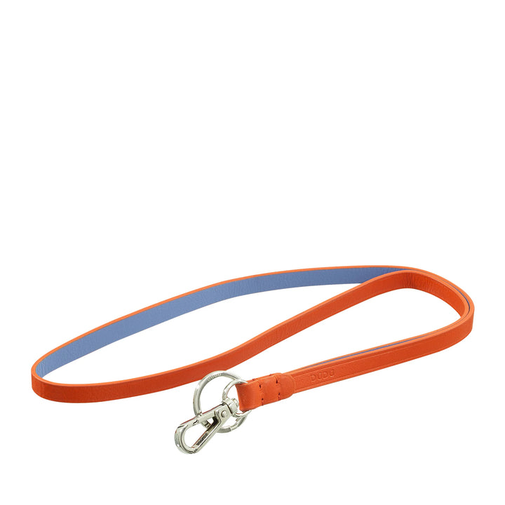 DUDU Lanyard Neck Strap with Ring and Metal Carabiner in Genuine Leather, Lanyard for Keys, Badge Holder, Car, Keyring