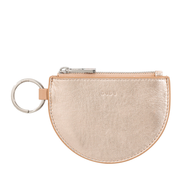 Dudu Mini Leather Holder til kvinder med lynlås lynlås og to -farvers slank design nøglering