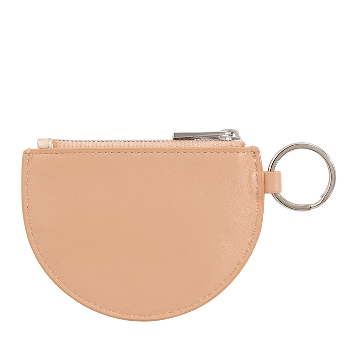 Dudu Mini Leather Holder til kvinder med lynlås lynlås og to -farvers slank design nøglering