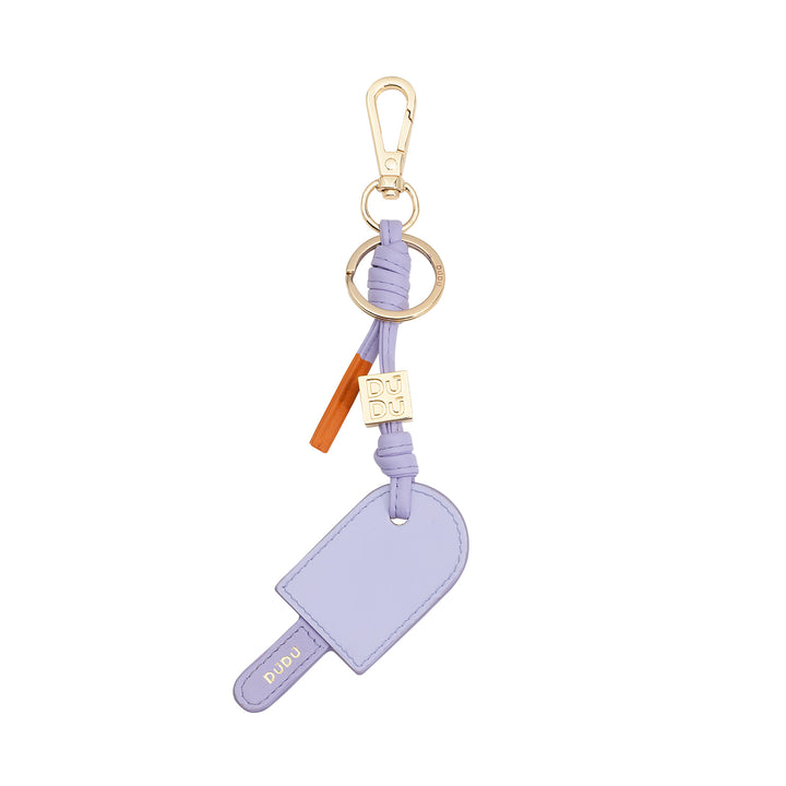 DUDU leather keychain stacked ice cream, keychain for men's women with ring and carabiner, colored summer design