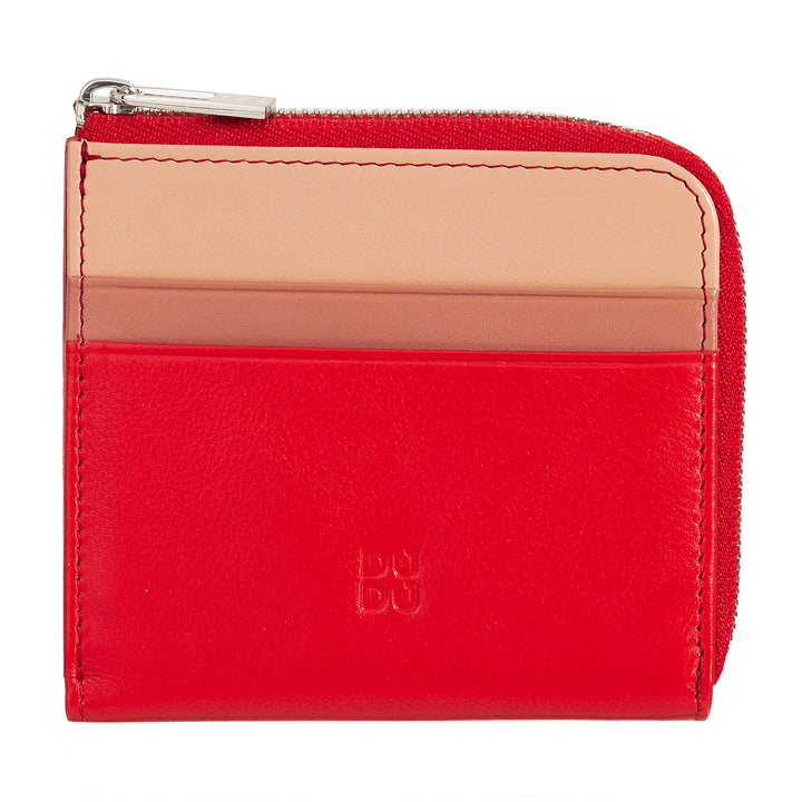 DUDU Men's Leather Wallet with Kear, Compact Small Women's Wallet, External Zip, Coins and Card Cards