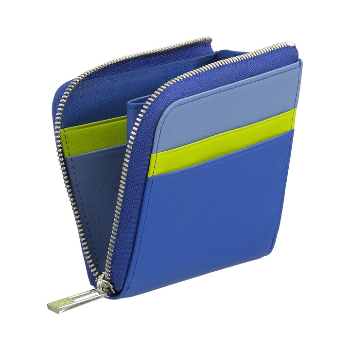 DUDU Men's Leather Wallet with Kear, Compact Small Women's Wallet, External Zip, Coins and Card Cards