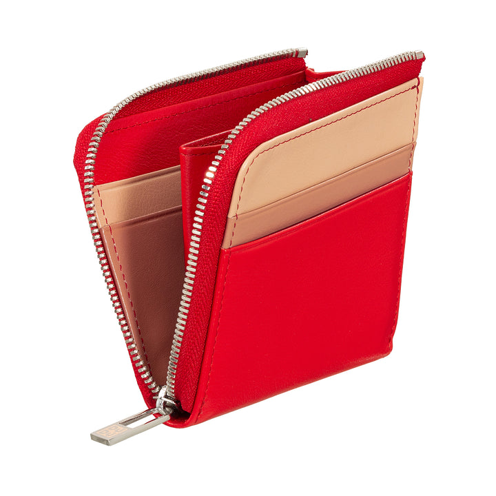 DUDU Men's Leather Wallet with Kear, Compact Small Women's Wallet, External Zip, Coins and Card Cards