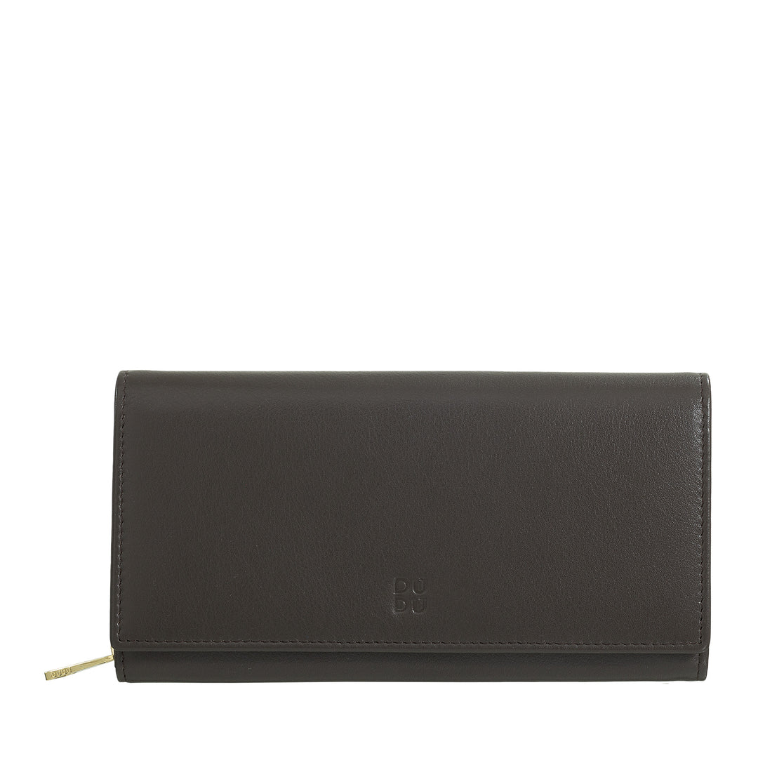 Dudu Women's Women's Leather RFID Design Long Long With Zip Card Zip Hoods og Closure Brook
