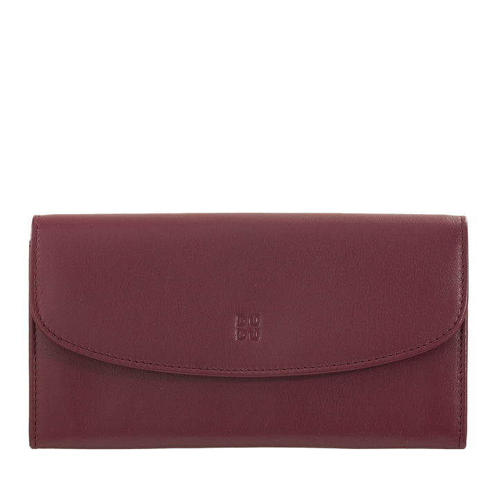 Dudu Women Large World in Colored Leather, Continental Portfolio, Credit Cards Pockets, Hængsel Testers