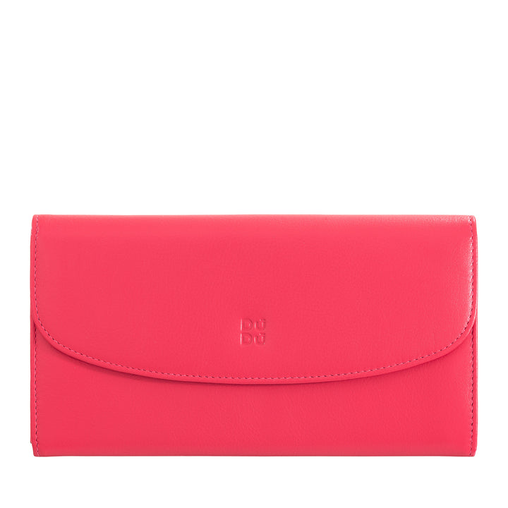 Dudu Women Large World in Colored Leather, Continental Portfolio, Credit Cards Pockets, Hængsel Testers