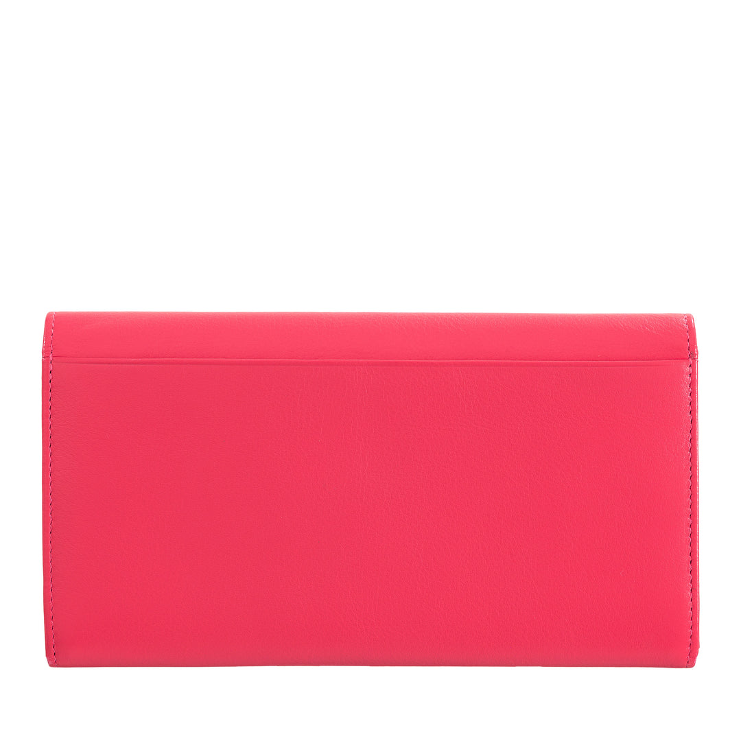 Dudu Women Large World in Colored Leather, Continental Portfolio, Credit Cards Pockets, Hængsel Testers