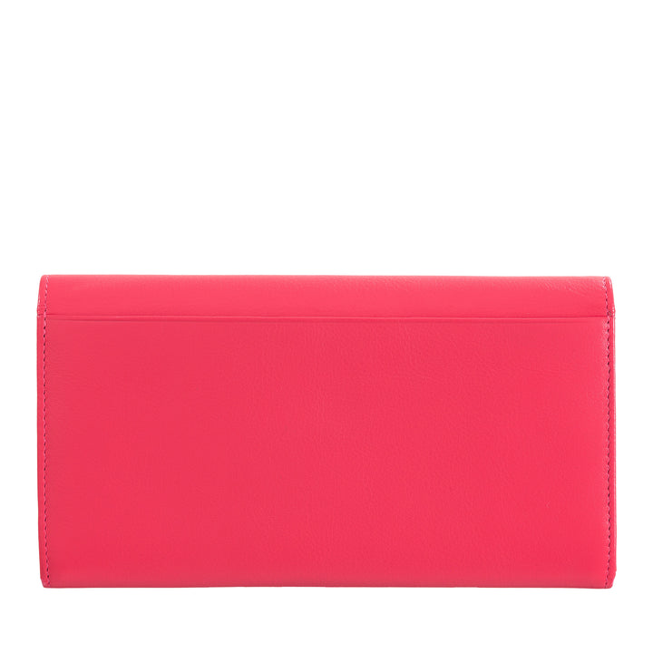 Dudu Women Large World in Colored Leather, Continental Portfolio, Credit Cards Pockets, Hængsel Testers