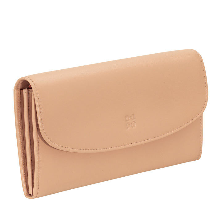 Dudu Women Large World in Colored Leather, Continental Portfolio, Credit Cards Pockets, Hængsel Testers