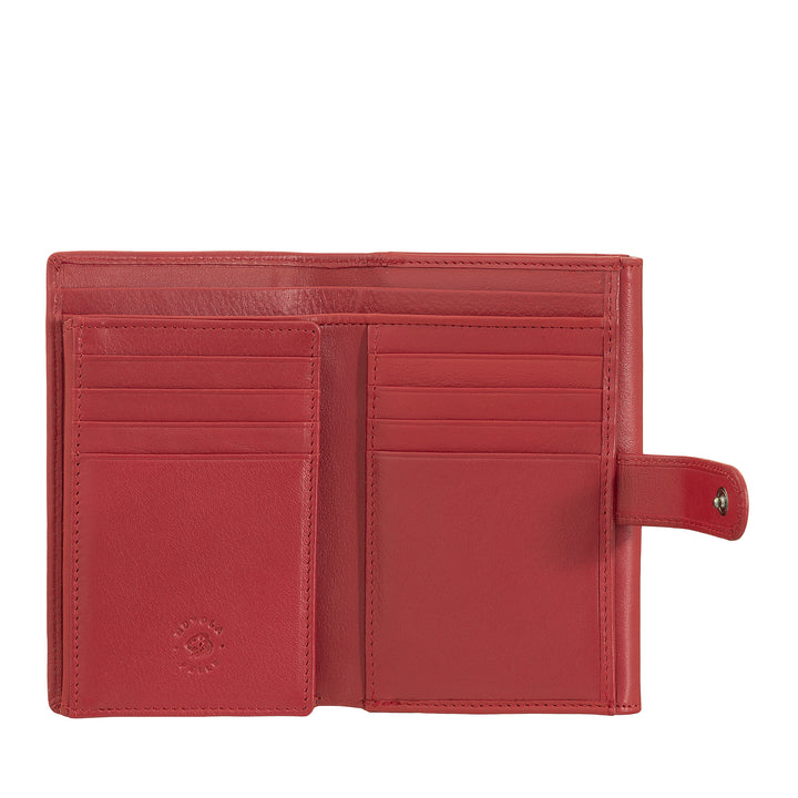 Nuvola leather wallet large woman in nappa leather with door button and 12 credit cards pockets