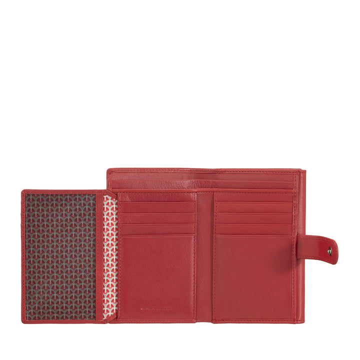 Nuvola leather wallet large woman in nappa leather with door button and 12 credit cards pockets