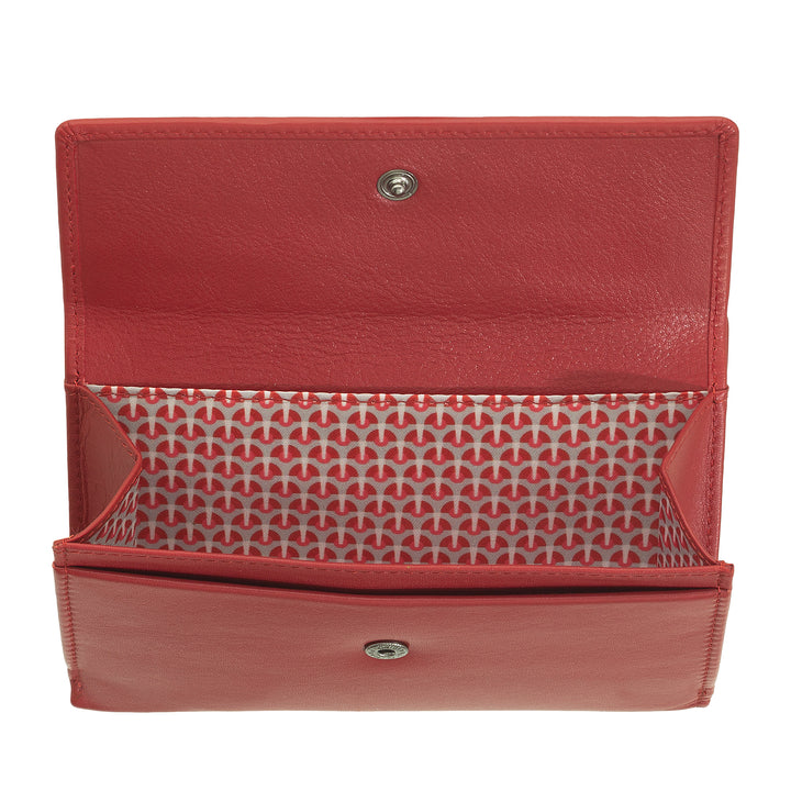 Nuvola leather wallet large woman in nappa leather with door button and 12 credit cards pockets